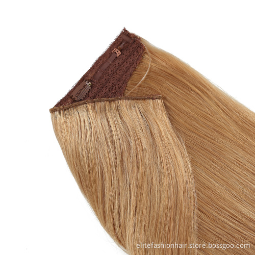 Wholesale Hairpiece Natural Real Hair Extensions Wire Hair Extensions with Invisible Line sillky Straight Halo Hair Extensions